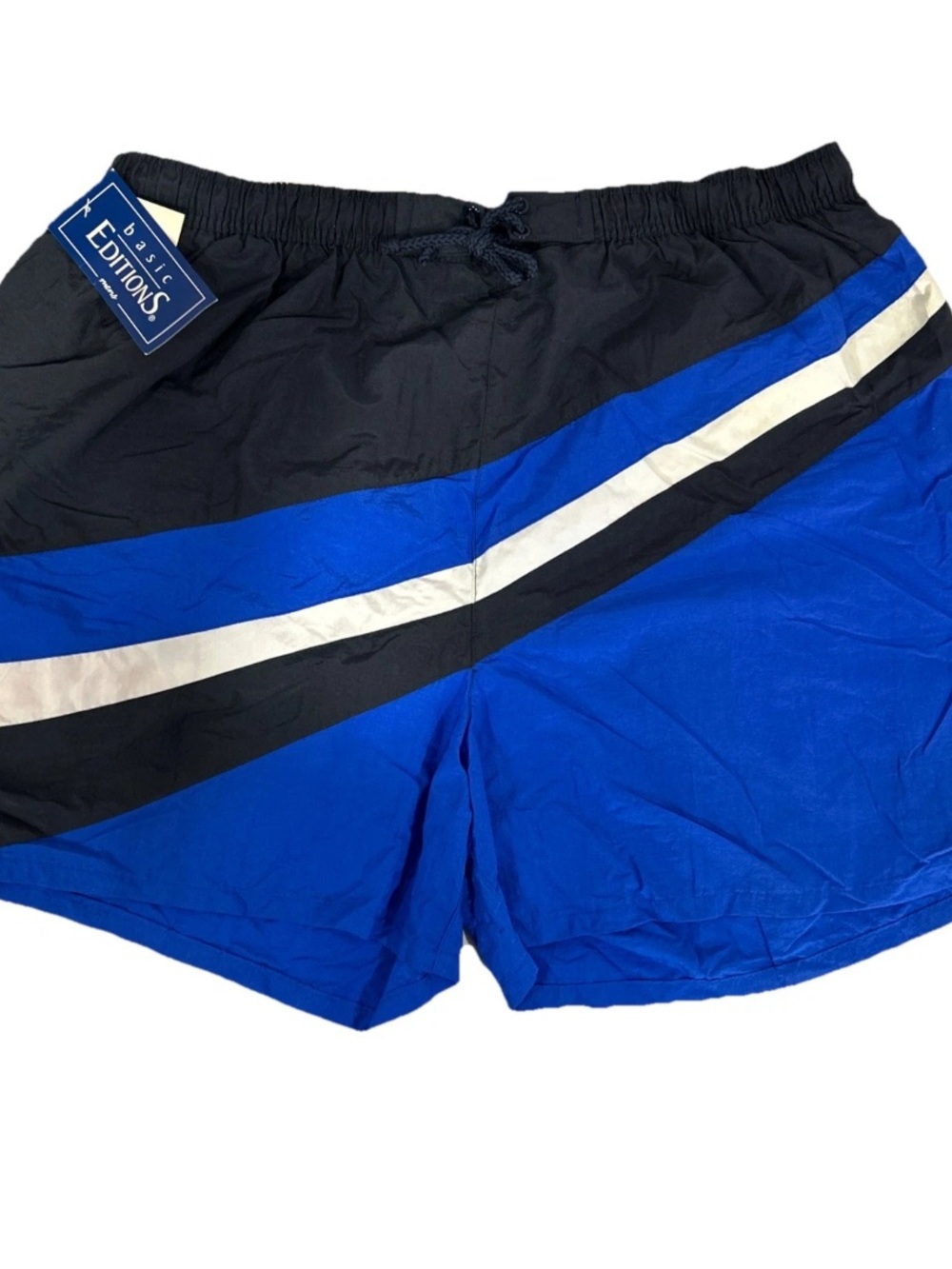 Basic Editions Men’s XL Blue & Black Athletic Swim Shorts